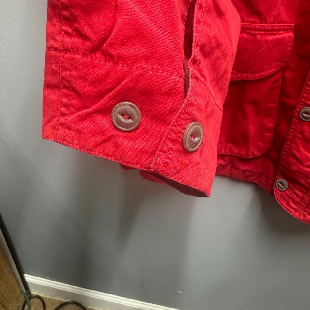 Orvis Men's Classic Barn Coat Red Canvas Field Jacket Corduroy Collar - Picture 8 of 12